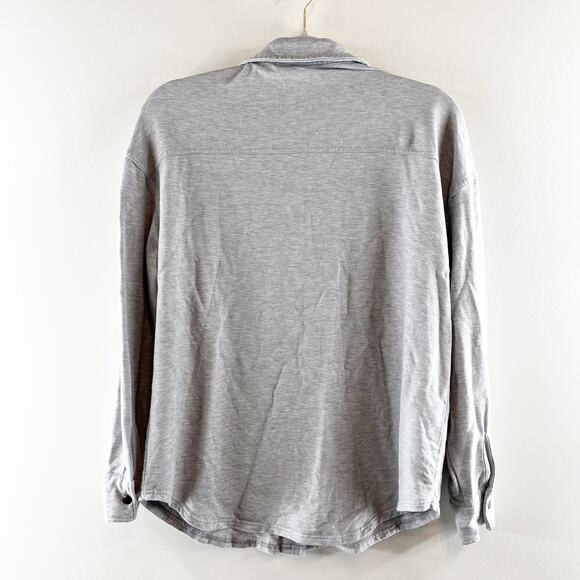 Z Supply WFH Modal Long Sleeve Button Front Shirt Jacket Heather Gray Small - Picture 5 of 6